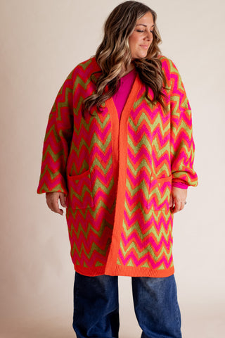 Wild and Free Chevron Cardigan - CURVY