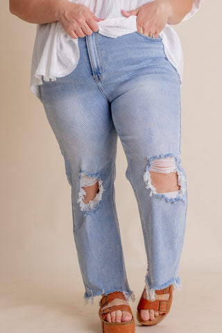 Jude High Rise Cropped Straight Leg Jeans - CURVY