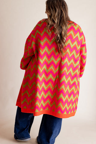 Wild and Free Chevron Cardigan - CURVY