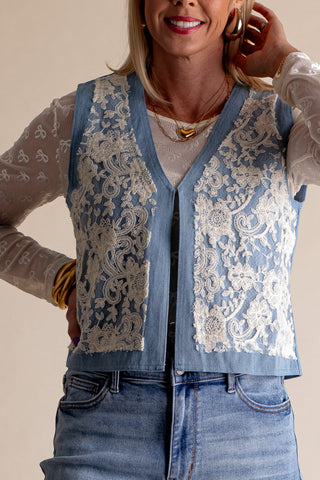 Happy To Be Here Denim Vest