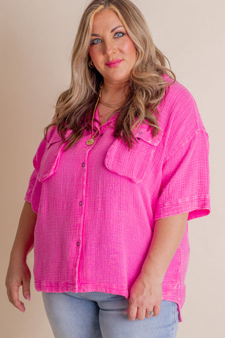 Happy Endings Button Down Top - CURVY *Final Sale*