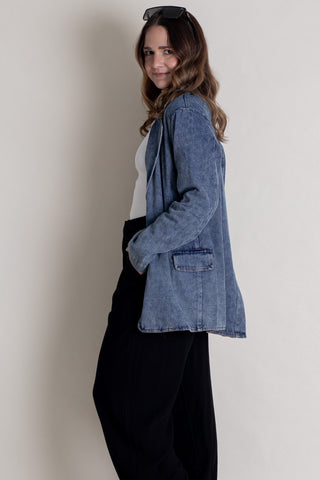 Fall For Me Washed Denim Blazer