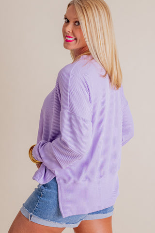 Jump For Joy Urban Ribbed Long Sleeve Top with Side Slit