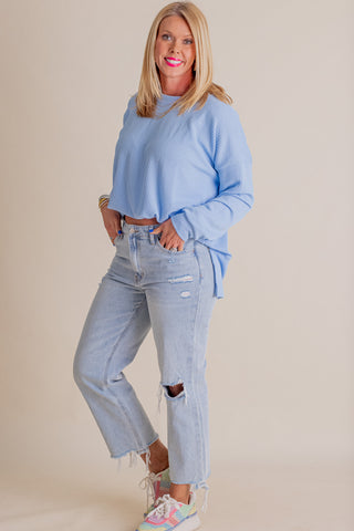 Jump For Joy Urban Ribbed Long Sleeve Top with Side Slit