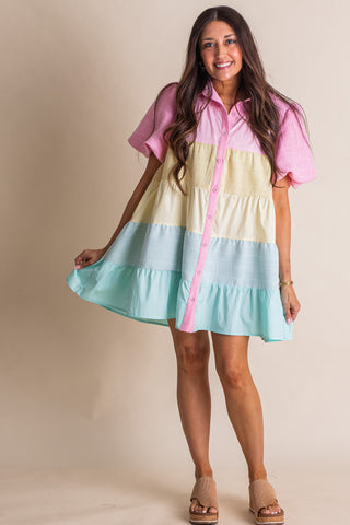 Carefree Days Color Block Tiered Dress *Final Sale*