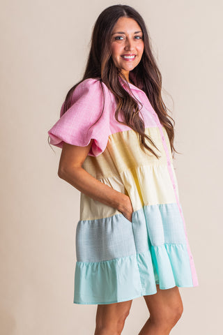 Carefree Days Color Block Tiered Dress *Final Sale*