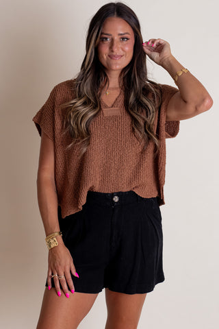 Never Looking Back Split Neck Top