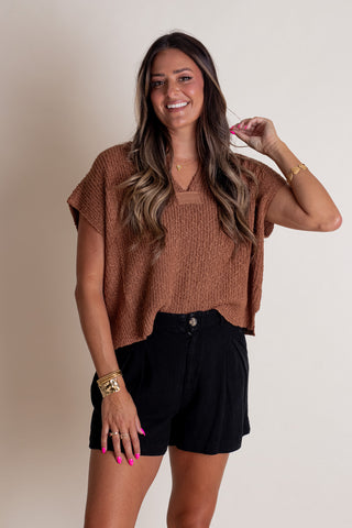 Never Looking Back Split Neck Top