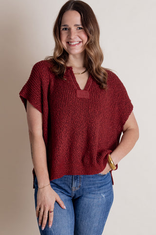 Never Looking Back Split Neck Top