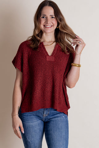 Never Looking Back Split Neck Top