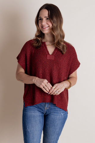 Never Looking Back Split Neck Top