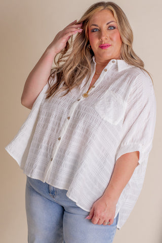 Never Worried Button Down Top - CURVY *Final Sale*