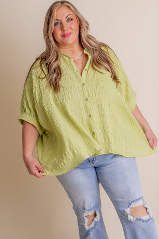 Never Worried Button Down Top - CURVY *Final Sale*