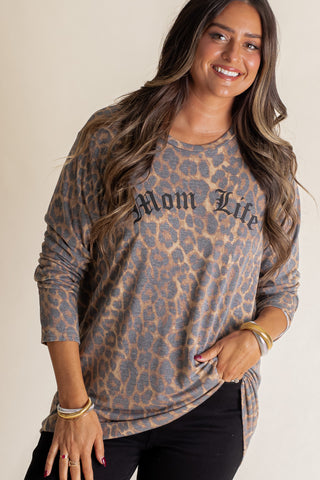 Mom Life Leopard Long Sleeve Tee