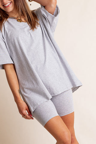 Piece It Together V Neck Top and Biker Shorts Set