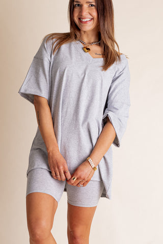 Piece It Together V Neck Top and Biker Shorts Set