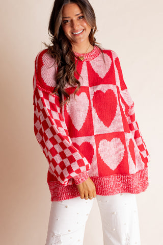 Queen Of Hearts Checkered Sweater