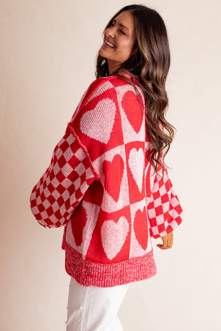 Queen Of Hearts Checkered Sweater