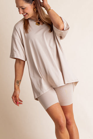 Piece It Together V Neck Top and Biker Shorts Set