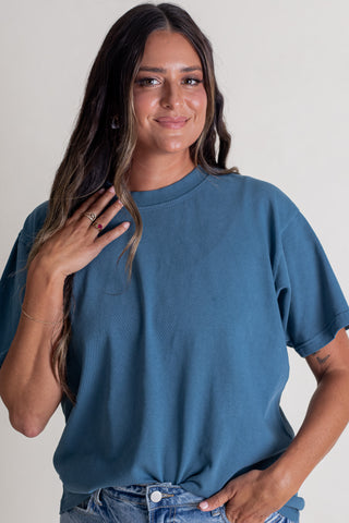 Blank Space Oversized Mock Neck Tee