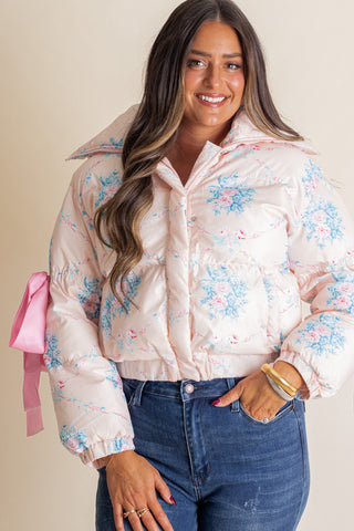 Out There Somewhere Floral Puffer Jacket