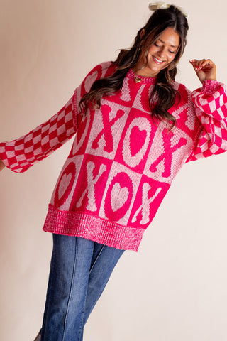 XOXO Checkered Sweater