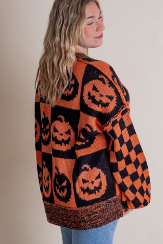 Jack O Lantern Checkered Sweater *Final Sale*