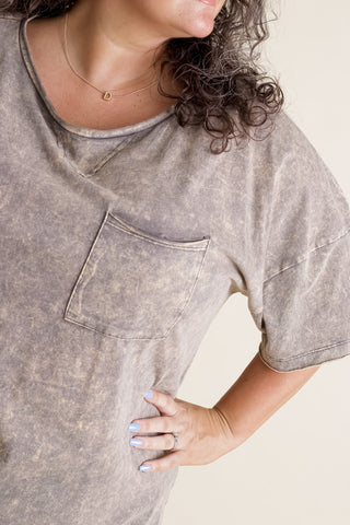 I'm Into You Acid Wash Pocket Tee - CURVY *Final Sale*