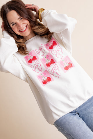 Bow And Cherry Checkered Sweatshirt