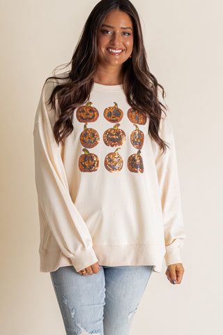 Spooky Pumpkin Sequin Pullover *Final Sale*