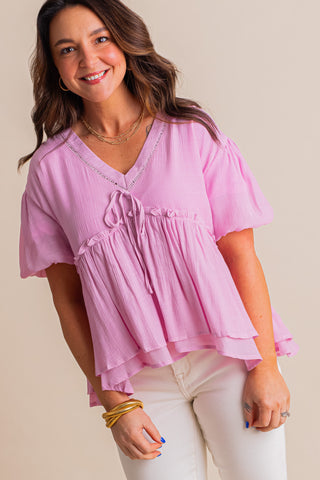 On The Line Babydoll Top *Final Sale*