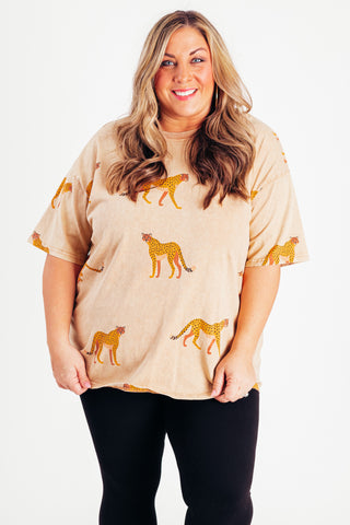 Never A Cheetah Washed Top - CURVY