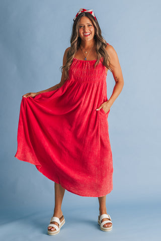 In The Sun Smocked Maxi Dress