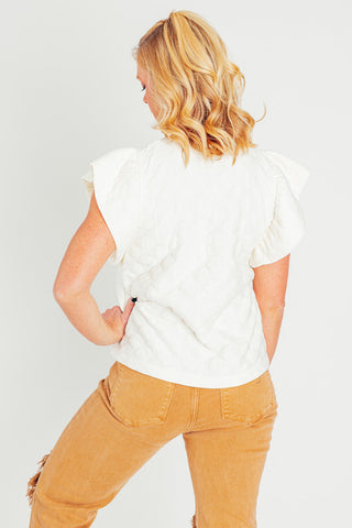 Flow My Own Way Quilted Ruffle Sleeve Top *Final Sale*