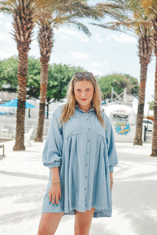 Say My Name Pleated Shirt Dress *Final Sale*