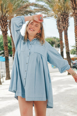 Say My Name Pleated Shirt Dress *Final Sale*