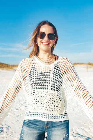 Oceanfront Oasis V Neck Crochet Top *Final Sale*