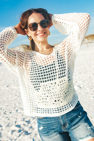 Oceanfront Oasis V Neck Crochet Top *Final Sale*