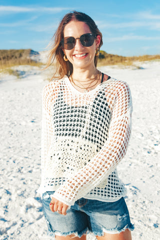 Oceanfront Oasis V Neck Crochet Top *Final Sale*