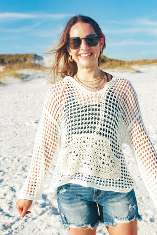 Oceanfront Oasis V Neck Crochet Top *Final Sale*