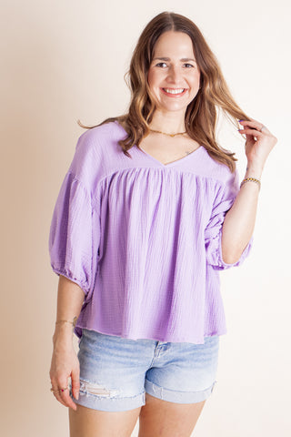 Settled Down V Neck Babydoll Top *Final Sale*