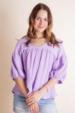 Settled Down V Neck Babydoll Top *Final Sale*