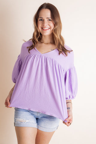 Settled Down V Neck Babydoll Top *Final Sale*