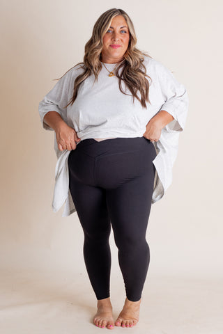 Feel So Good V Waist Leggings- Black Only - CURVY