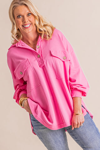 Pretty In Pink Button Down Top