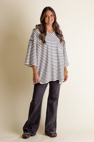 Only Go Forwards Textured V Neck Top