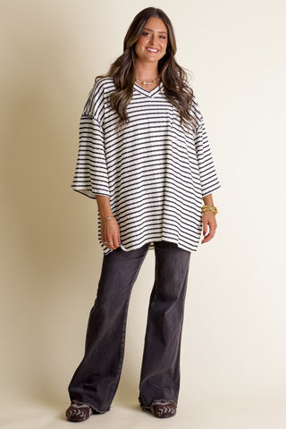 Only Go Forwards Textured V Neck Top