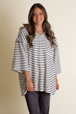 Only Go Forwards Textured V Neck Top