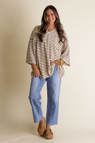 Only Go Forwards Textured V Neck Top