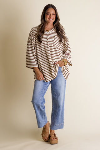 Only Go Forwards Textured V Neck Top